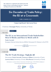 Locandina Conferenza: Six Decades of Trade Policy: the EU at a Crossroads