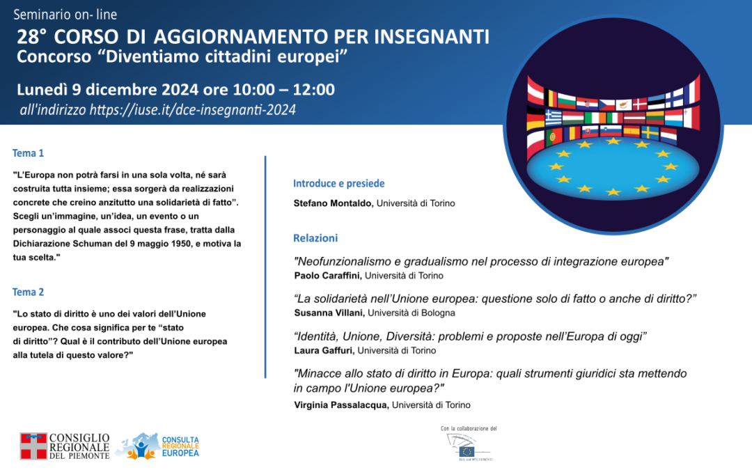 28° Corso di aggiornamento insegnanti – Concorso “Diventiamo cittadini europei”