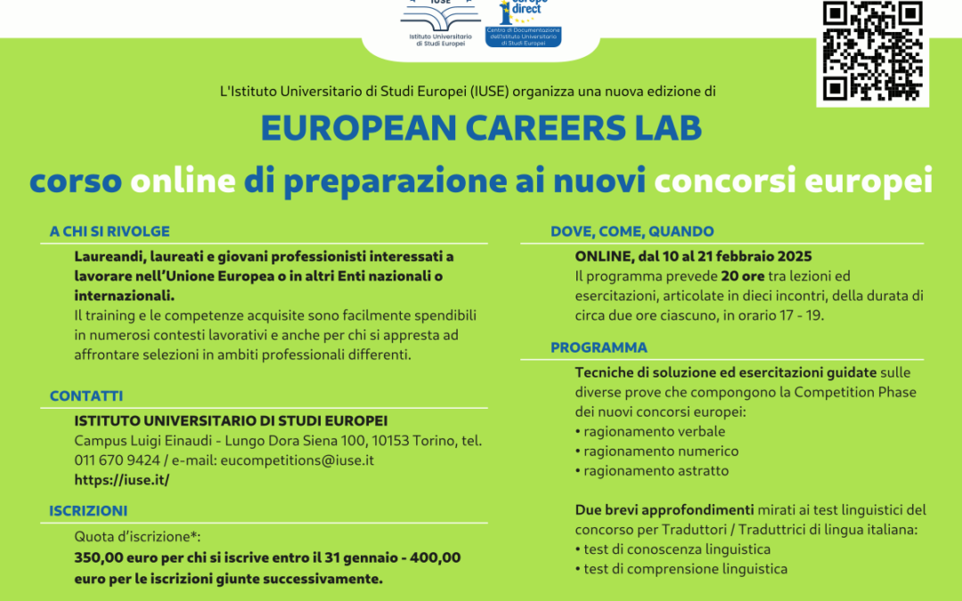 Nuova edizione del corso EU Careers Lab